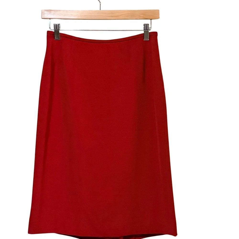Kasper Womens Red 2 Piece Skirt Suit Set Longline Blazer Pencil Skirt Size 4 NWT